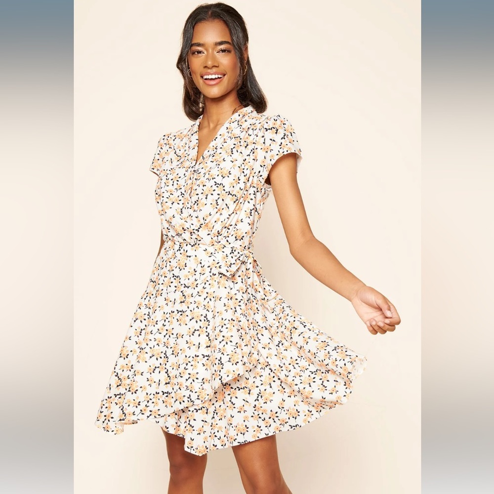 Sugar Lips white floral wrap dress